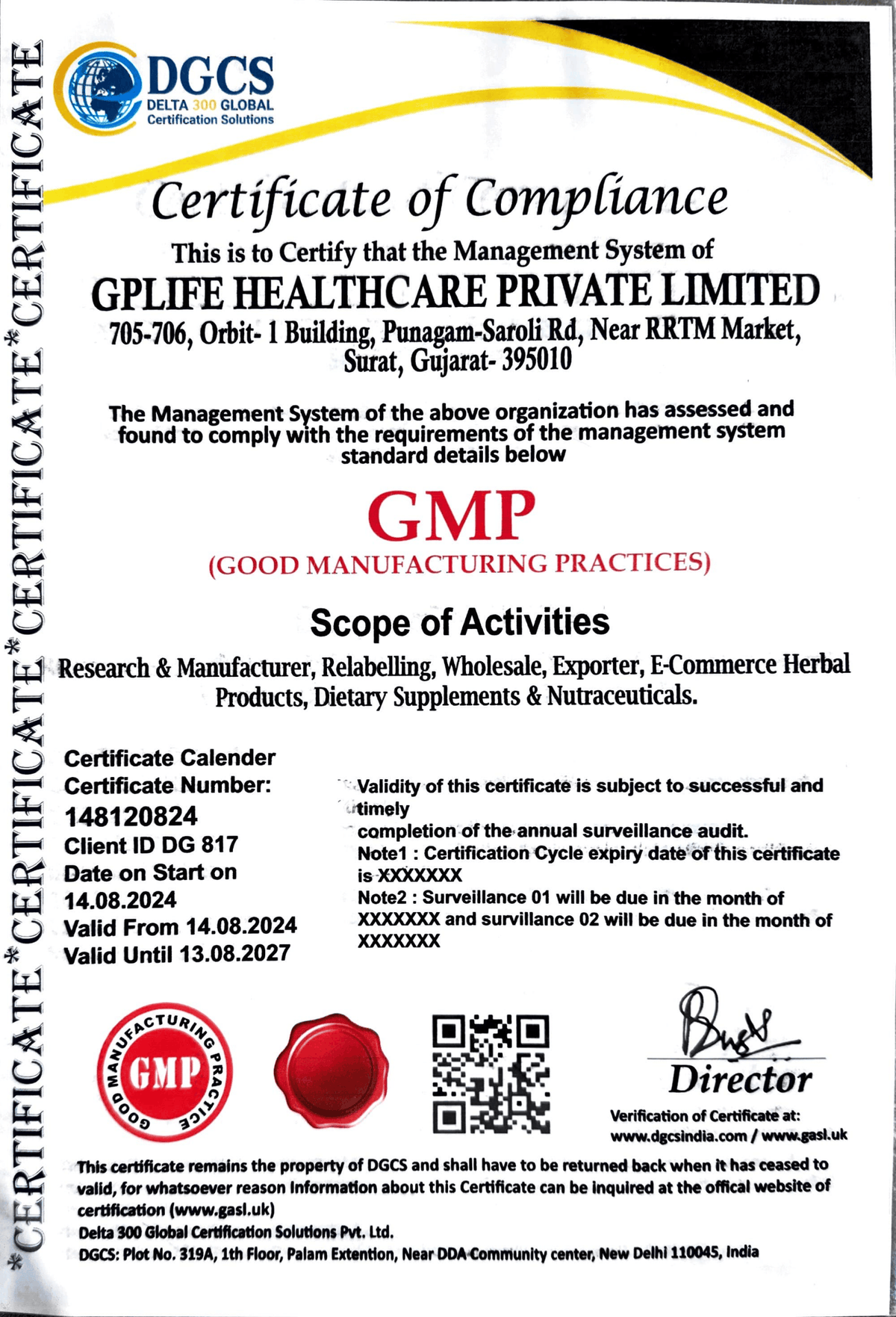 GMP Certificate