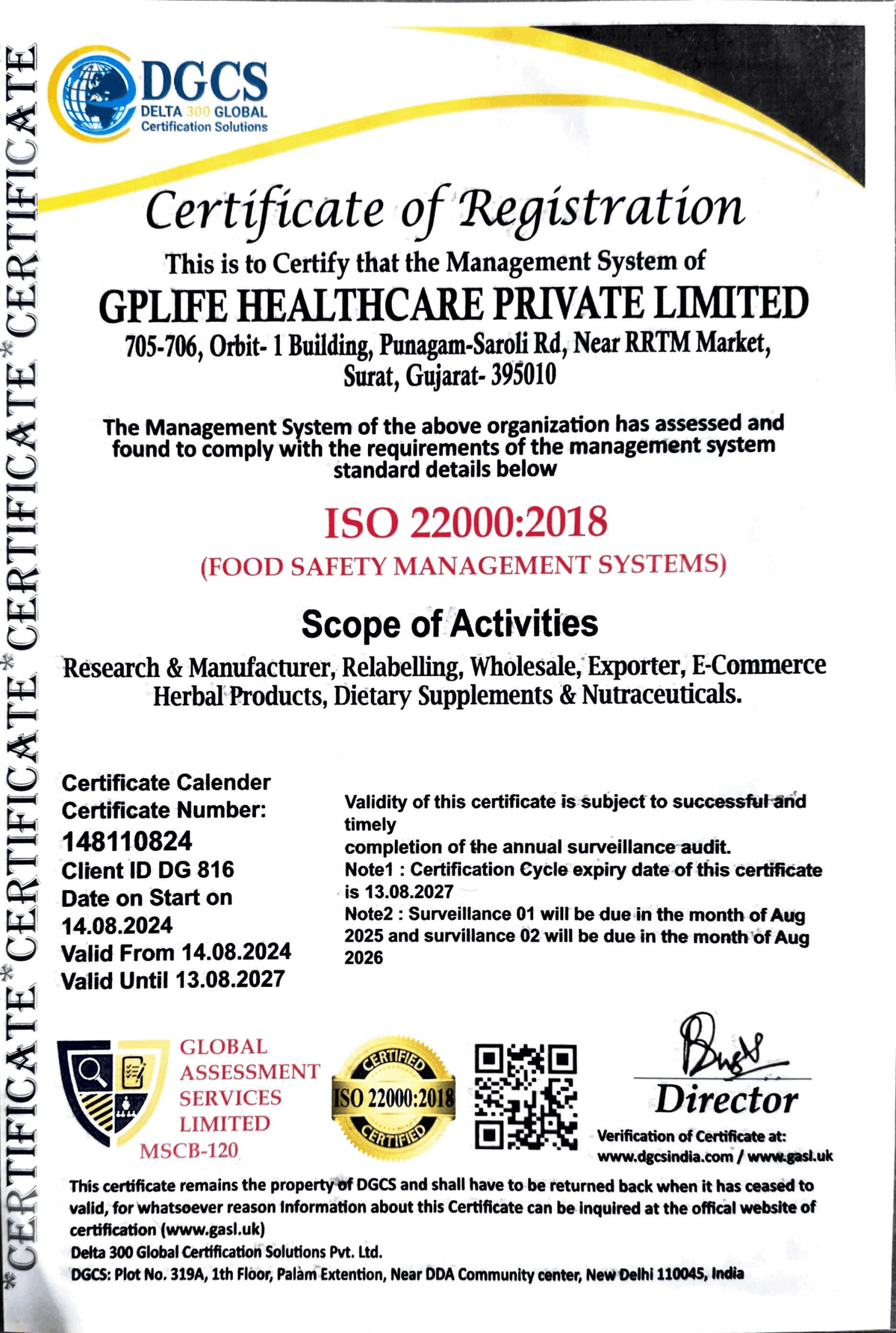 ISO 22000:2018 Certified