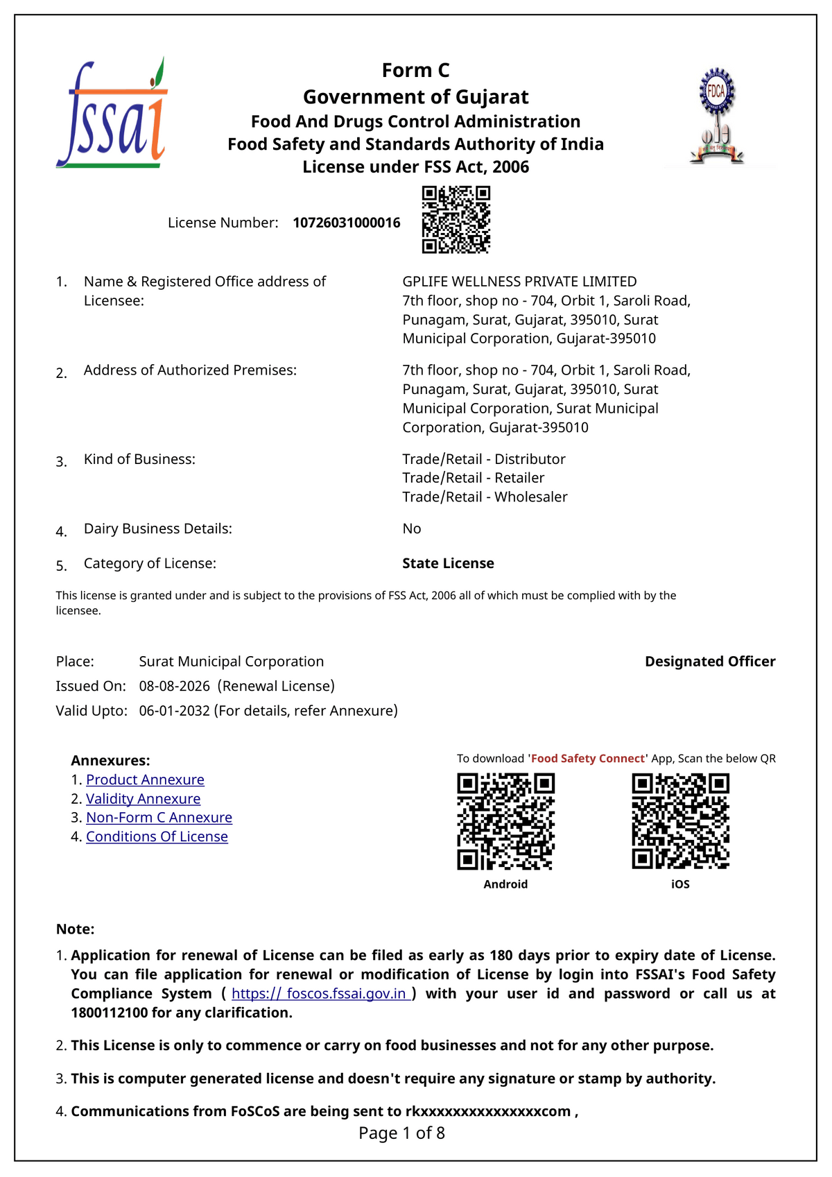 FSSAI Central License